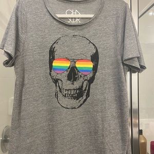 rainbow skull t shirt